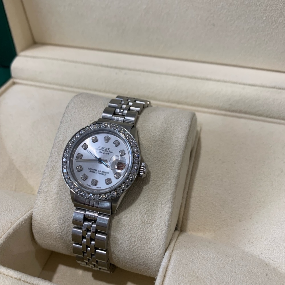 Rolex ladies 26MM 6517 Stainless Steel Diamond Dial and Bezel